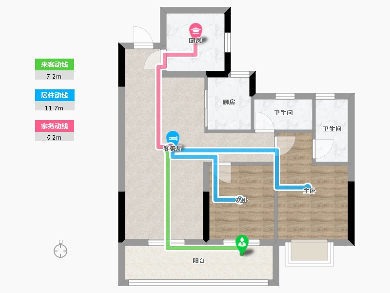 浙江省-宁波市-光映和府-70.89-户型库-动静线