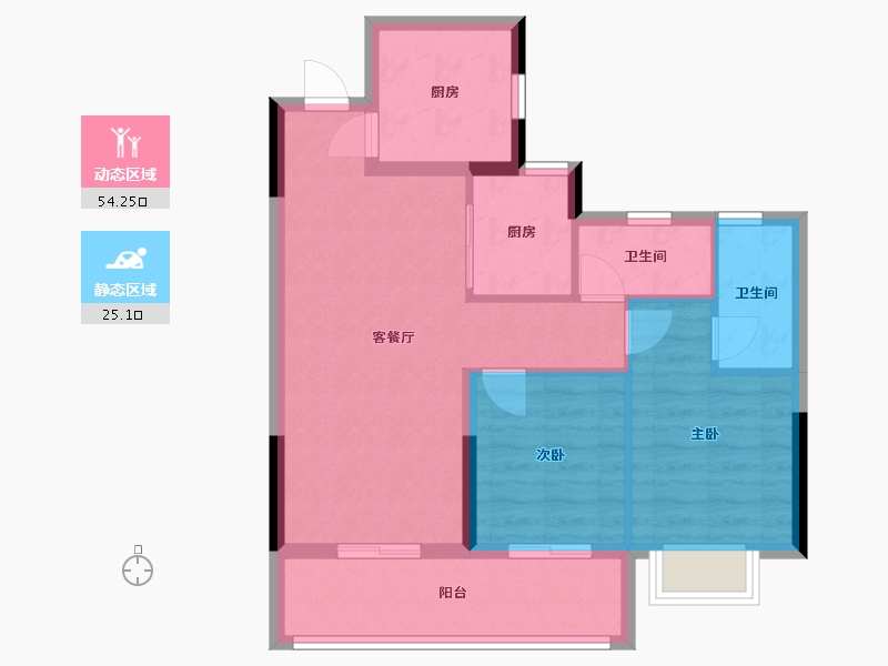 浙江省-宁波市-光映和府-70.89-户型库-动静分区