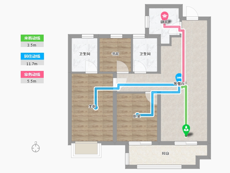 湖北省-武汉市-香港置地光明地产印湖云著-70.26-户型库-动静线