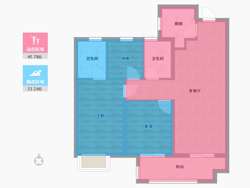 湖北省-武汉市-香港置地光明地产印湖云著-70.26-户型库-动静分区