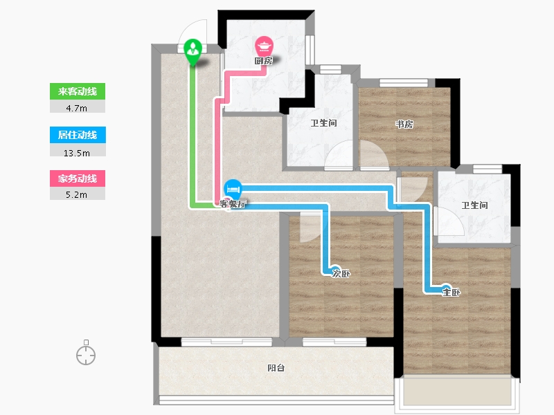 浙江省-杭州市-春风长住·晴翠秋时府-75.09-户型库-动静线