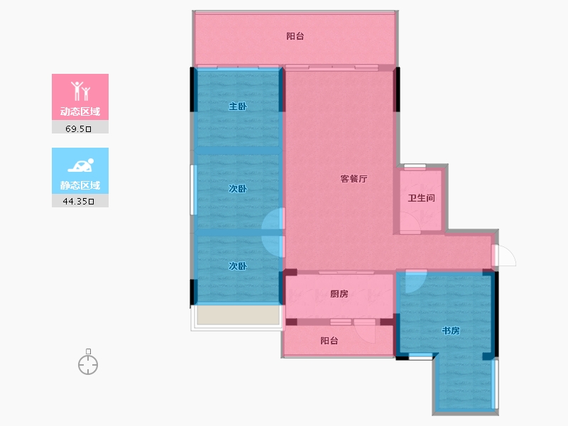 云南省-曲靖市-愿景水岸学府-102.45-户型库-动静分区