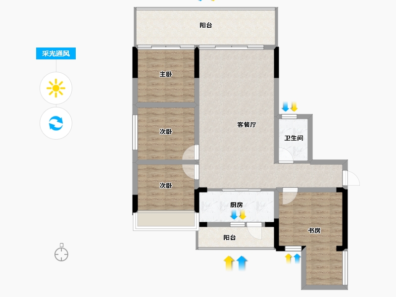 云南省-曲靖市-愿景水岸学府-102.45-户型库-采光通风