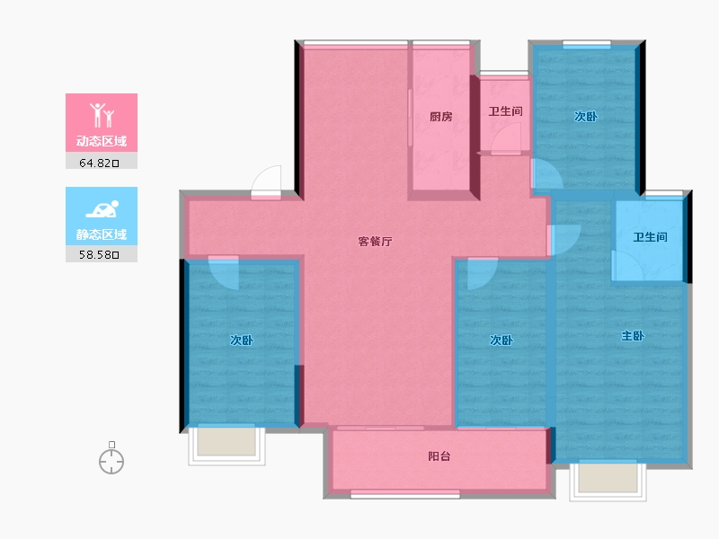 江苏省-徐州市-九巨龙·龙城樾府-111.21-户型库-动静分区