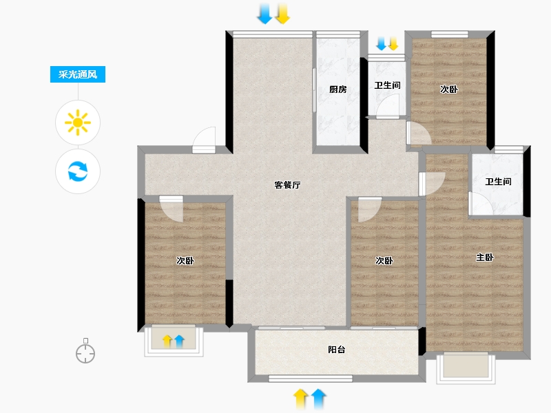 江苏省-徐州市-九巨龙·龙城樾府-111.21-户型库-采光通风