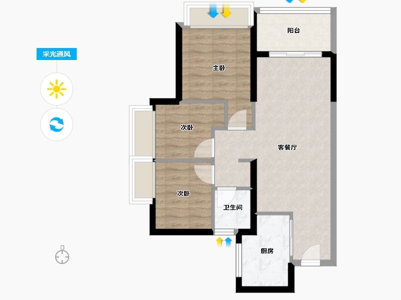 广东省-深圳市-壹湾臻邸-61.47-户型库-采光通风