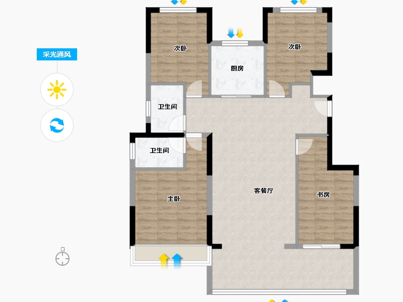 青海省-西宁市-中海·开元壹号丨紫宸-113.68-户型库-采光通风