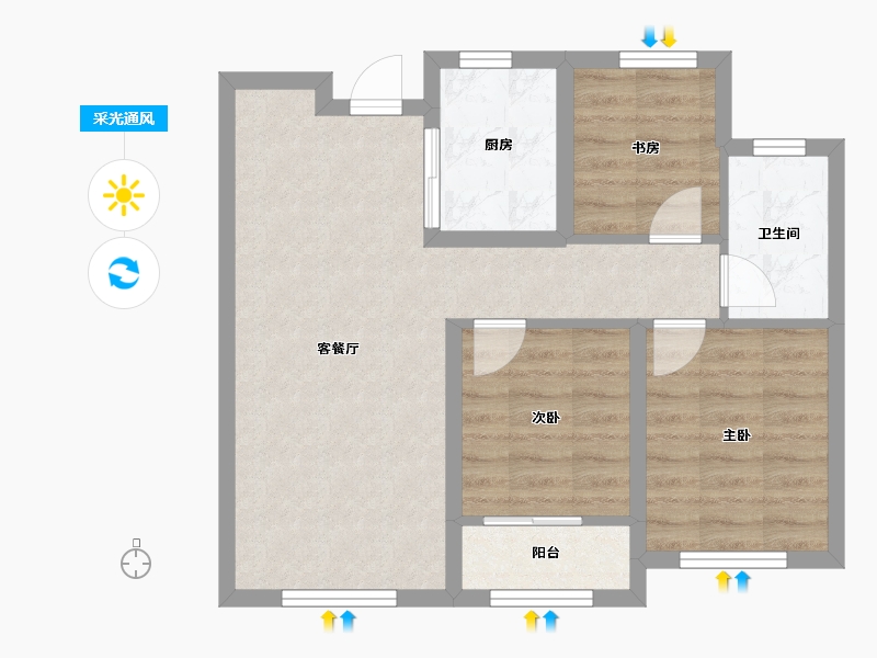 山东省-济南市-融创文旅城-70.00-户型库-采光通风