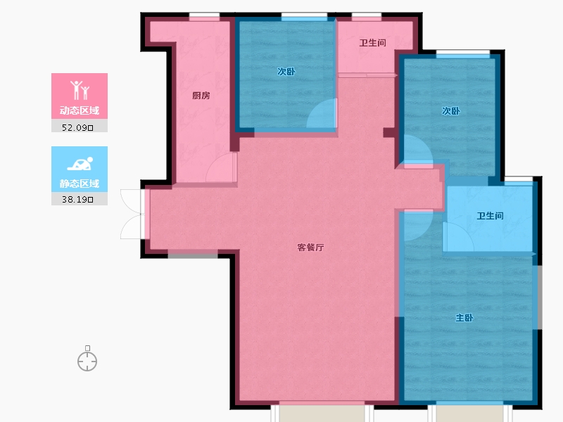 新疆维吾尔自治区-乌鲁木齐市-中建·玖悦-80.51-户型库-动静分区