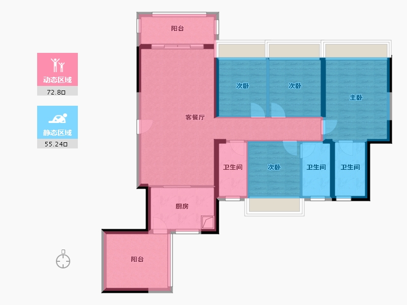 广东省-江门市-幸福帝景湾-112.80-户型库-动静分区