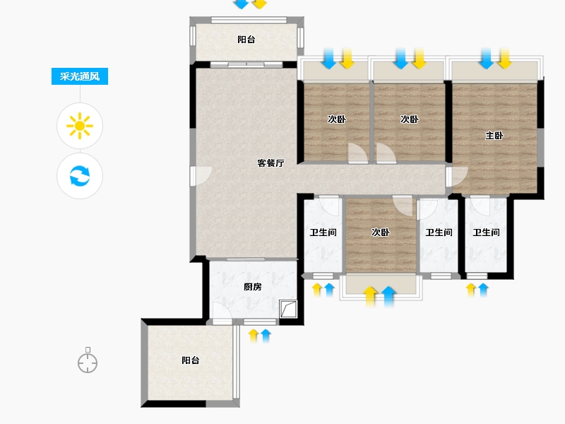 广东省-江门市-幸福帝景湾-112.80-户型库-采光通风