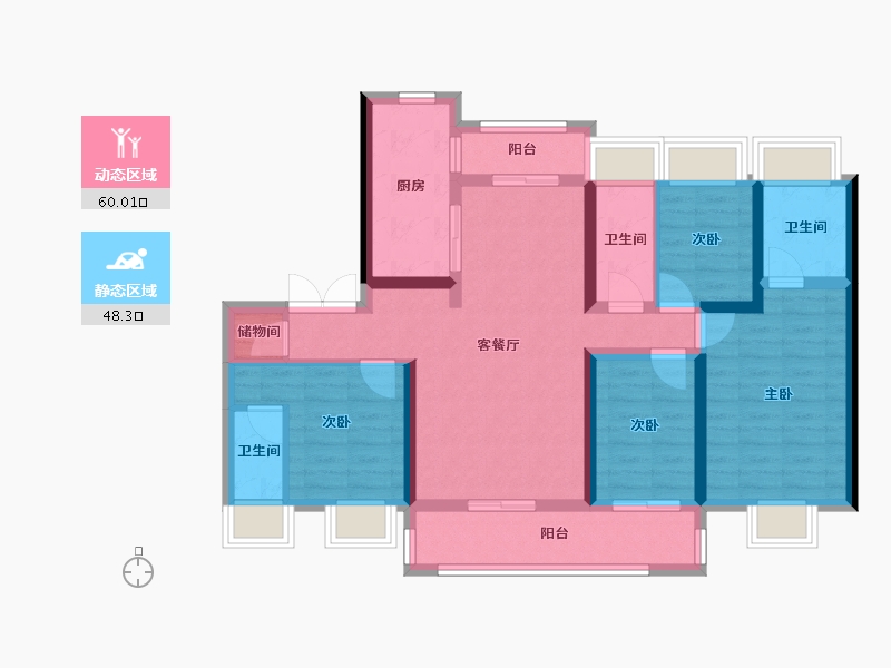 江苏省-镇江市-碧桂园凤凰城-95.05-户型库-动静分区