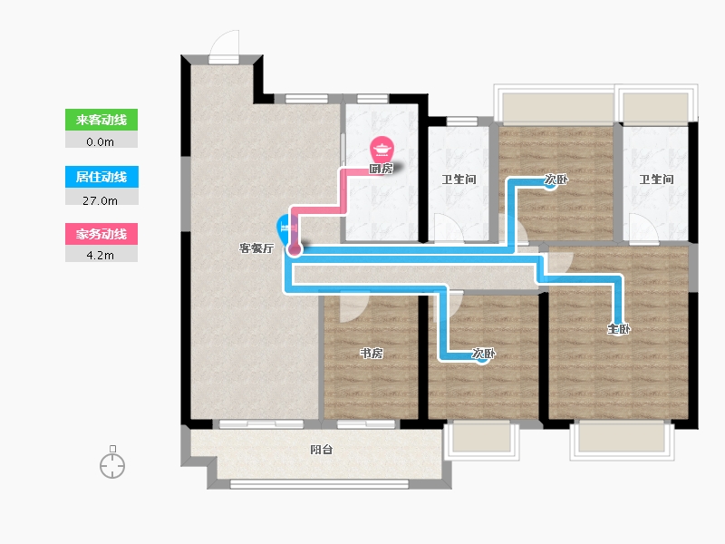 湖北省-天门市-现代森林国际城-107.54-户型库-动静线