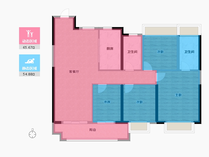 湖北省-天门市-现代森林国际城-107.54-户型库-动静分区