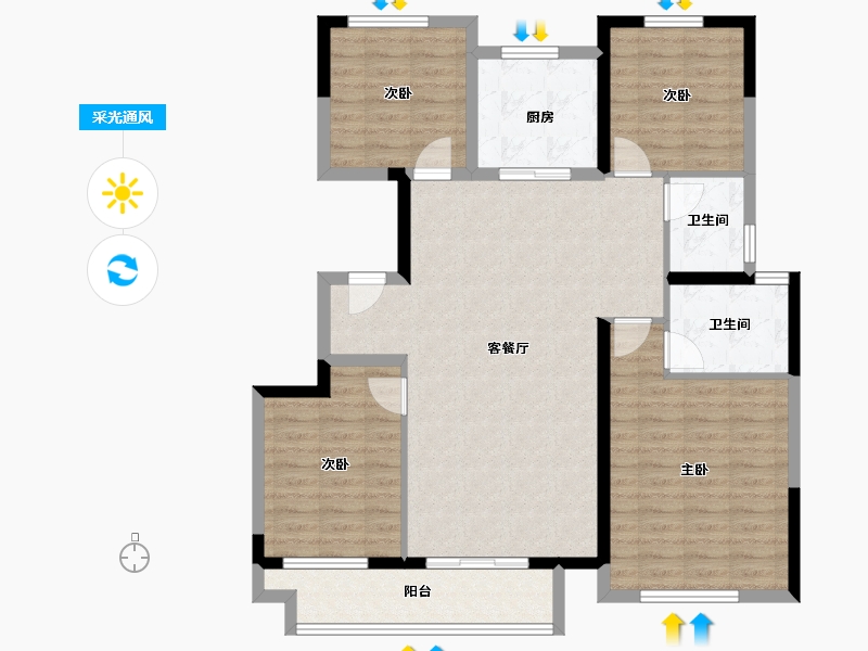 河南省-新乡市-新乐府-111.00-户型库-采光通风