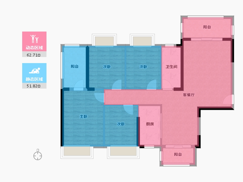 湖南省-衡阳市-珠江愉景豪庭-110.91-户型库-动静分区