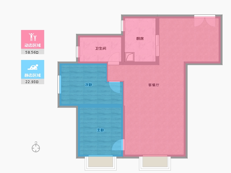 新疆维吾尔自治区-乌鲁木齐市-中建·玖悦-72.80-户型库-动静分区