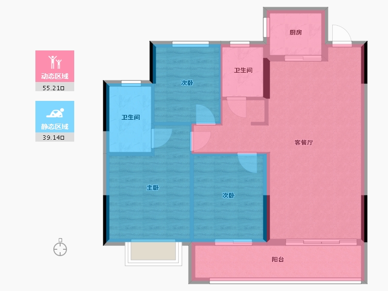 浙江省-宁波市-光映和府-85.27-户型库-动静分区