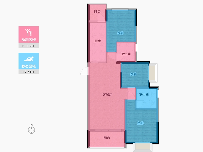 浙江省-嘉兴市-嘉兴御景湾-96.80-户型库-动静分区