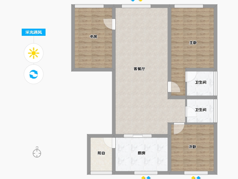 新疆维吾尔自治区-乌鲁木齐市-中建·玖悦-101.37-户型库-采光通风