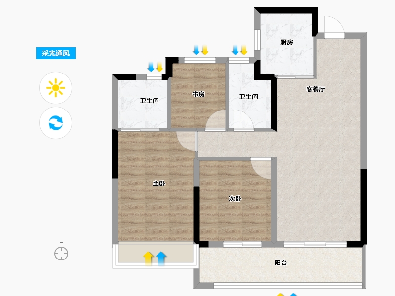 浙江省-杭州市-春风长住·晴翠秋时府-78.99-户型库-采光通风