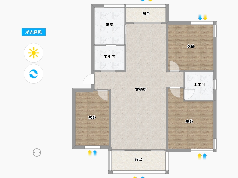 云南省-昆明市-百大国际花园-90.59-户型库-采光通风