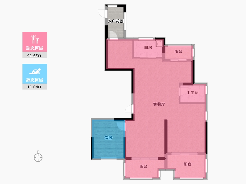 浙江省-金华市-中南樾府-102.40-户型库-动静分区