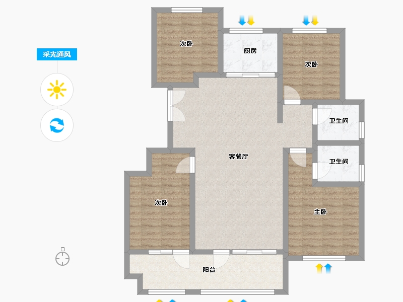 山东省-潍坊市-弥水春风-109.99-户型库-采光通风