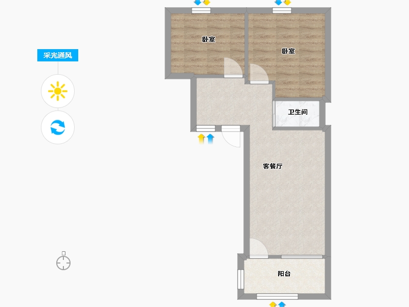 浙江省-温州市-水心住宅区-樱组团-46.16-户型库-采光通风