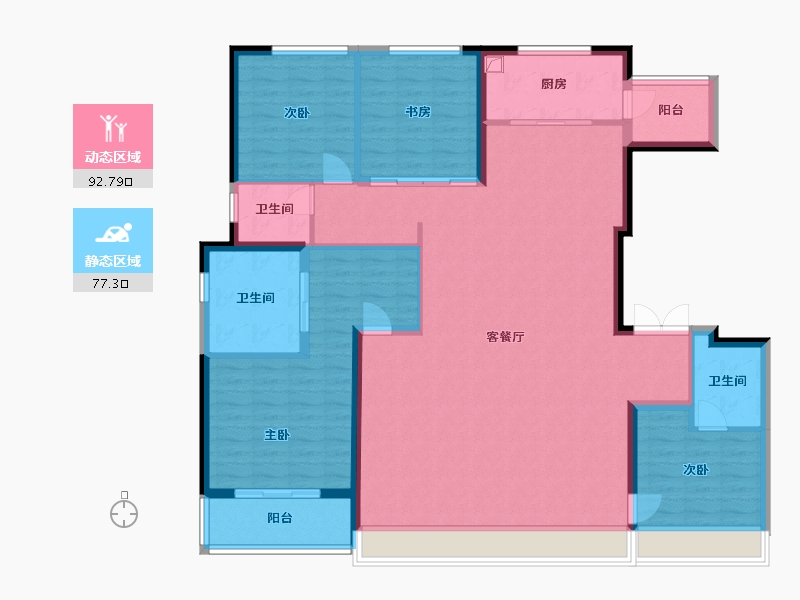 陕西省-西安市-中粮奥体壹号-165.00-户型库-动静分区