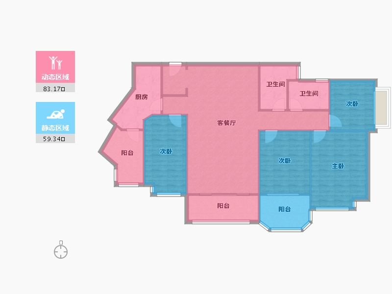 重庆-重庆市-恒大绿洲-126.00-户型库-动静分区