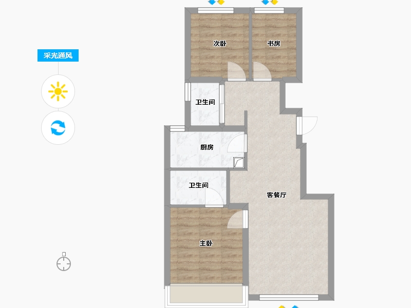 北京-北京市-栖海澐颂-70.00-户型库-采光通风