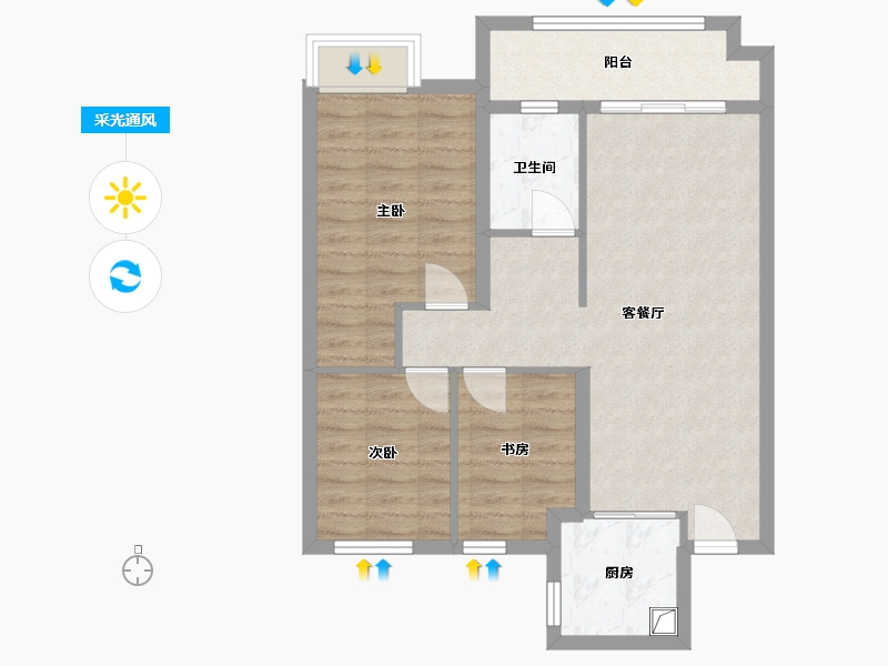 湖北省-武汉市-江南春城-72.00-户型库-采光通风