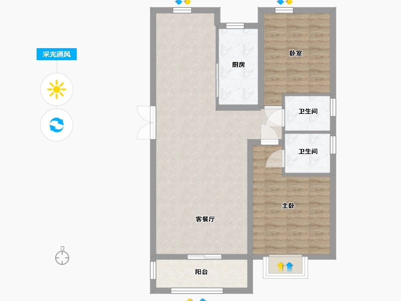 河北省-石家庄市-福安壹号院-82.40-户型库-采光通风