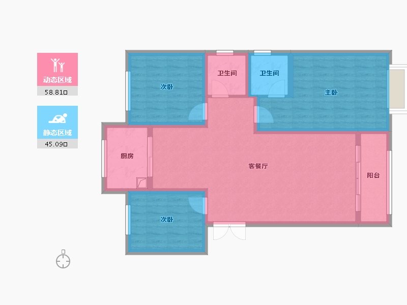 河南省-焦作市-新辛小区-90.82-户型库-动静分区