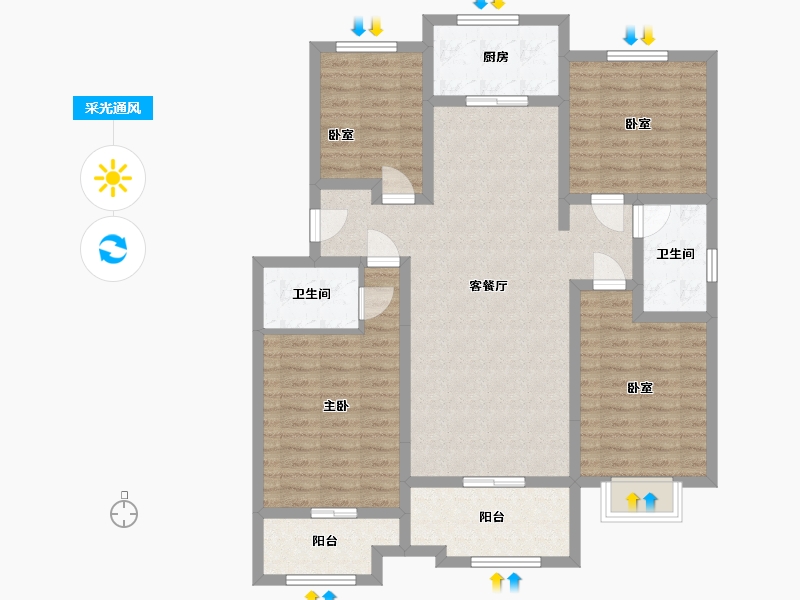 山东省-枣庄市-枣矿城壹号院-134.40-户型库-采光通风