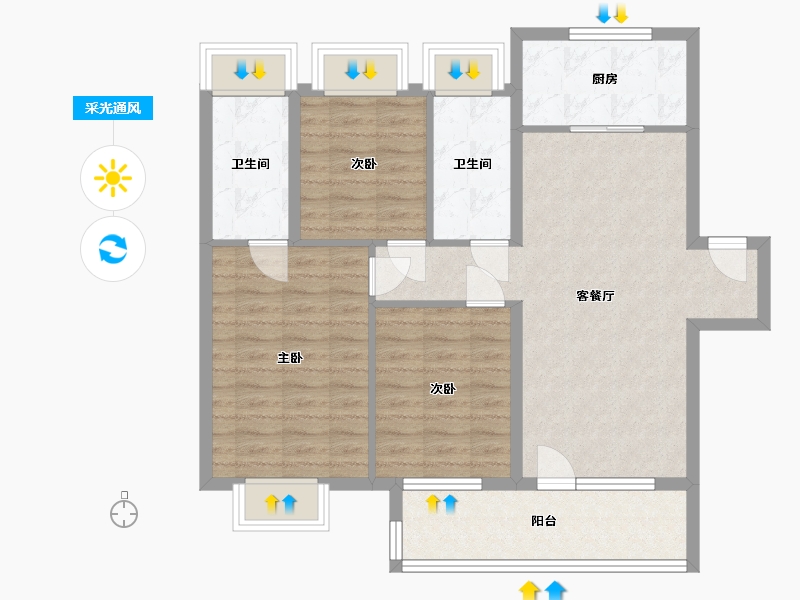 湖南省-长沙市-融创城-93.60-户型库-采光通风