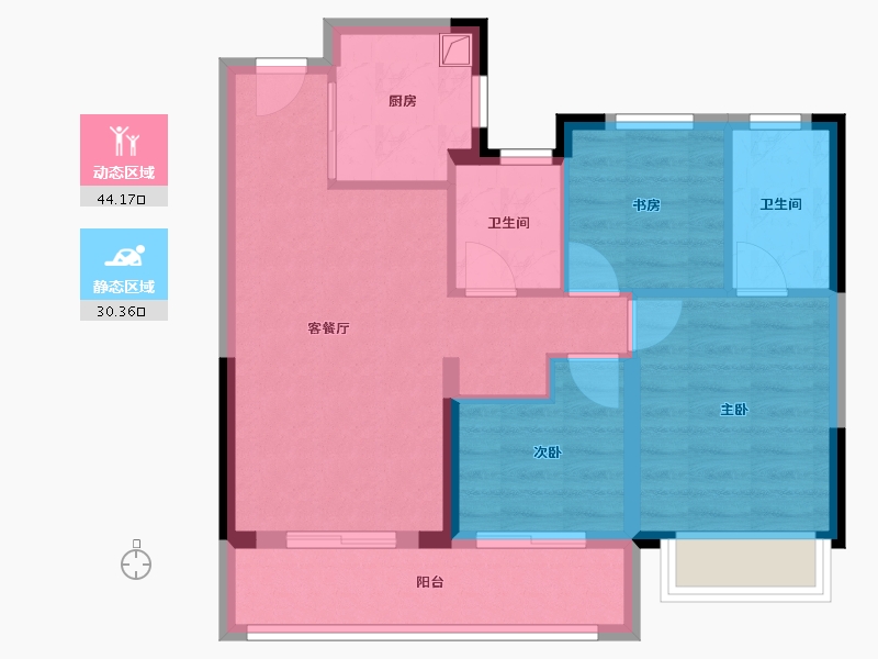 浙江省-宁波市-观塘晴雨-71.20-户型库-动静分区