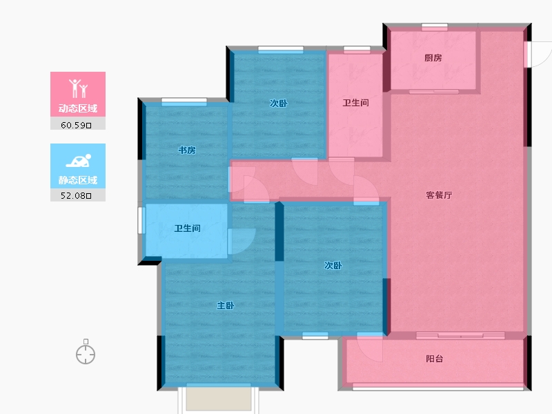 湖北省-宜昌市-十里春风-108.80-户型库-动静分区