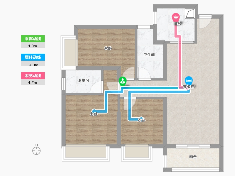 云南省-昆明市-大华公园天下东湖苑-74.58-户型库-动静线