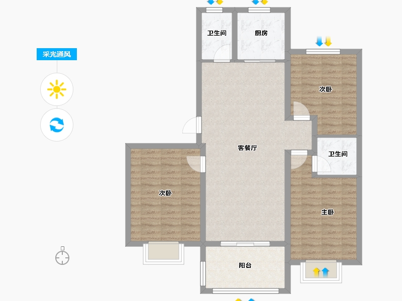 山东省-聊城市-世纪嘉苑-95.00-户型库-采光通风