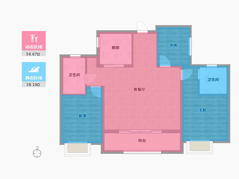 浙江省-杭州市-沐春明月-89.00-户型库-动静分区