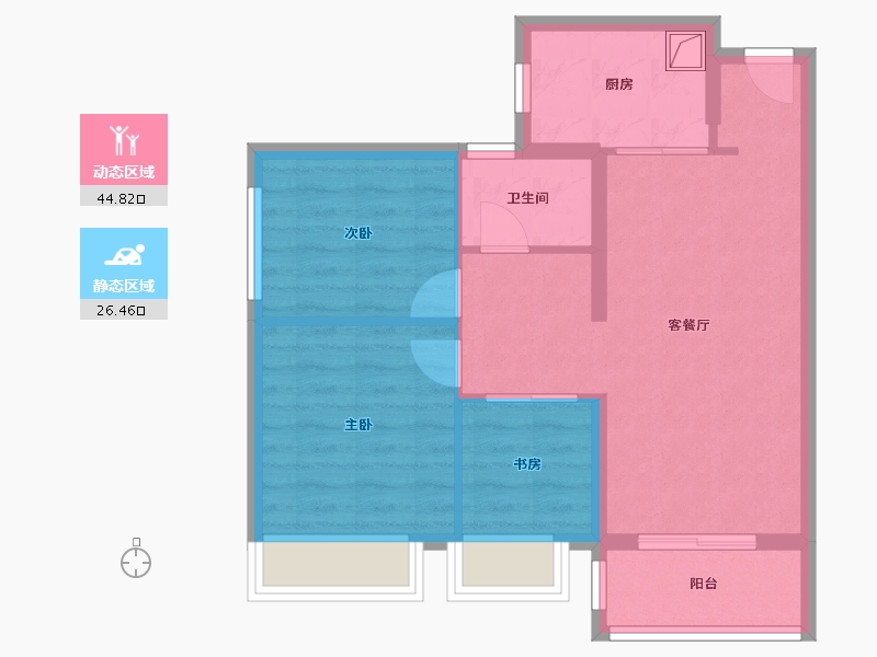 云南省-昆明市-大华公园天下东湖苑-63.29-户型库-动静分区