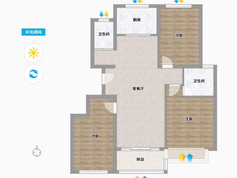 江苏省-苏州市-中海阅泓山晓-88.00-户型库-采光通风