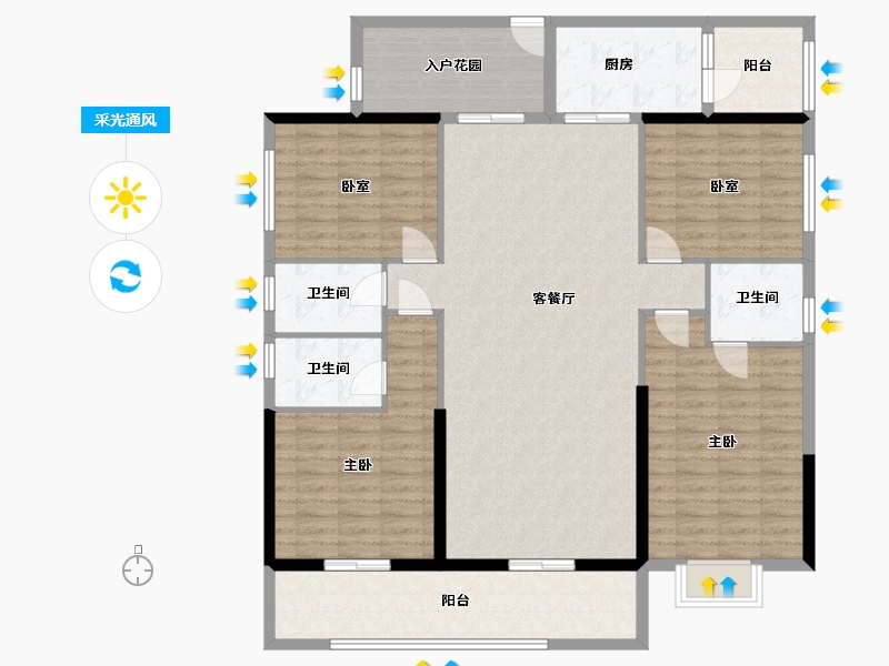 广东省-云浮市-翰林春天-143.00-户型库-采光通风