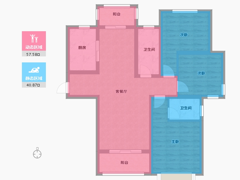 山西省-临汾市-翡翠城丁香园-86.74-户型库-动静分区