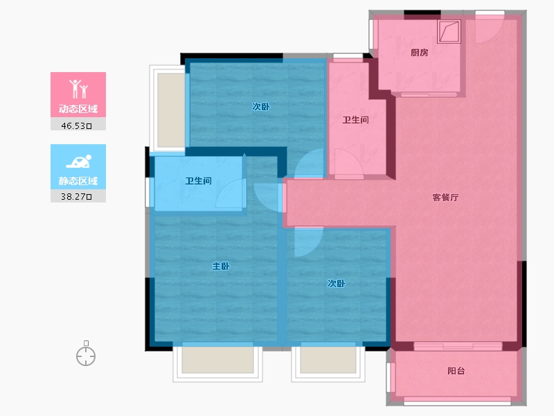 云南省-昆明市-大华公园天下东湖苑-74.91-户型库-动静分区