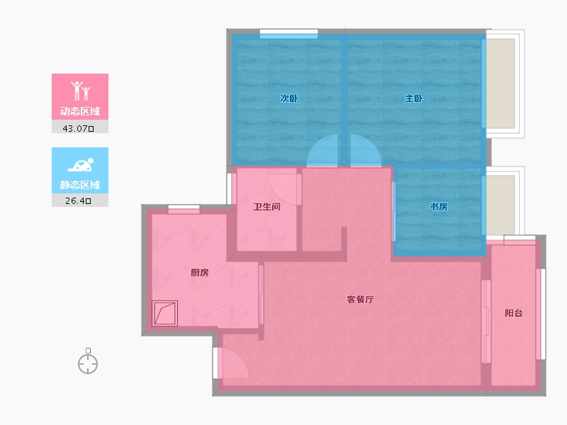 云南省-昆明市-大华公园天下东湖苑-61.57-户型库-动静分区