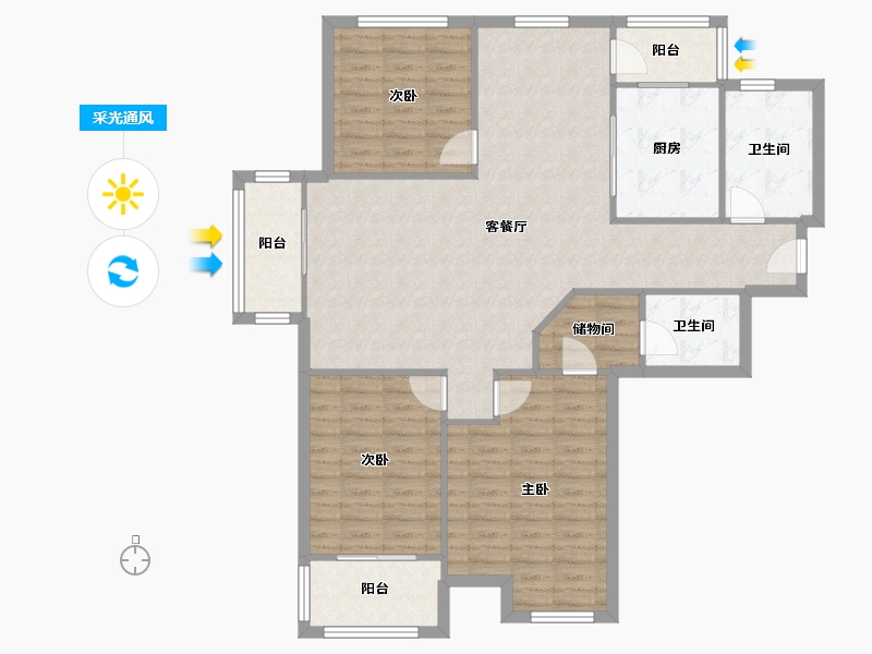 浙江省-绍兴市-东周小区-120.00-户型库-采光通风