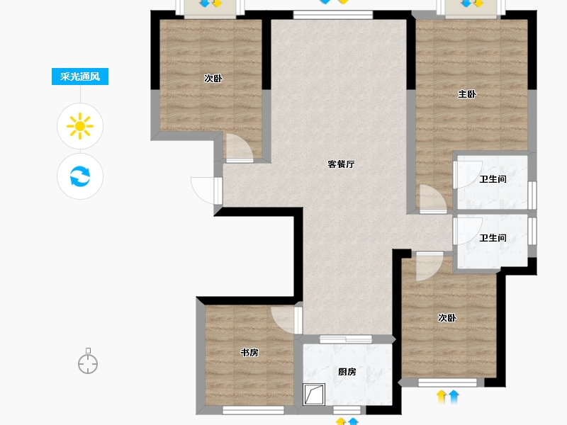 甘肃省-天水市-俪华城-126.25-户型库-采光通风